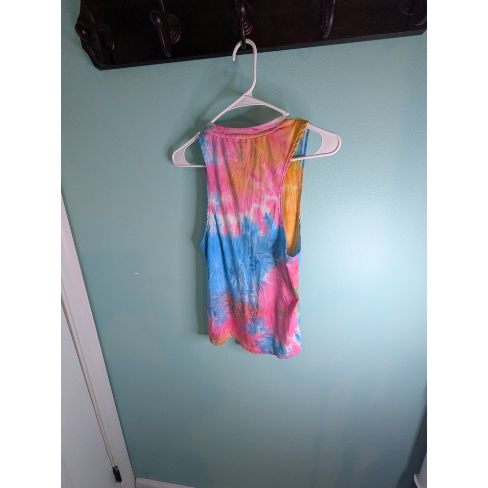 Zyia Active Tie Dye Muscle Tank Top Pink Blue Yellow Moon Star Graphic Small - Picture 2 of 4